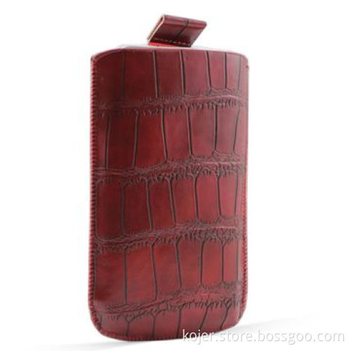 Leather Case for Apple's iPhone 4, Retractable Pull-tab Combined with Hidden Magnetic Button Closure